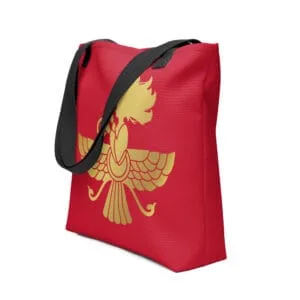 Red Tote Bag Gold Farvahar