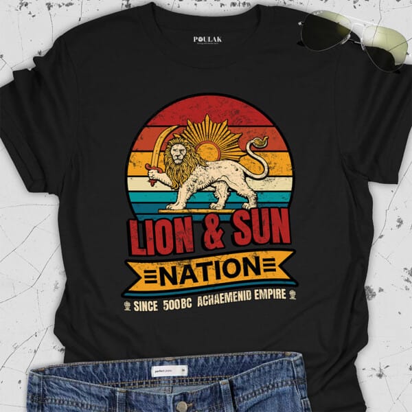 Retro Lion And Sun Nation T-Shirt Poulak