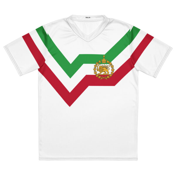 Recycled unisex sports jersey IRAN Bold – White